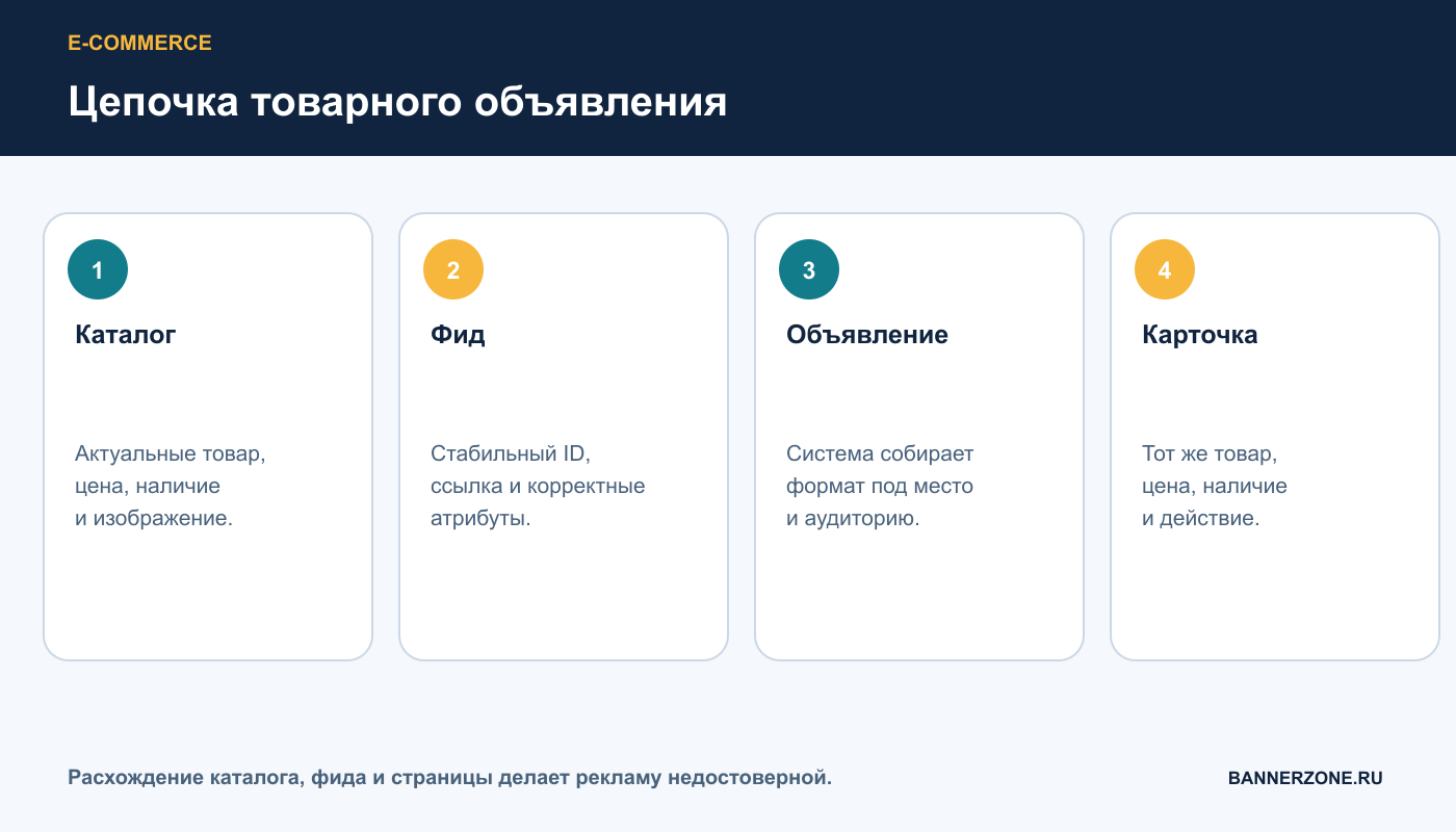 Каталог, фид, рекламное объявление и карточка товара в одной цепочке