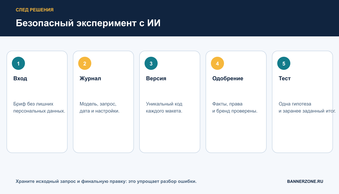 Безопасный эксперимент с ИИ от входных данных до измеримого теста